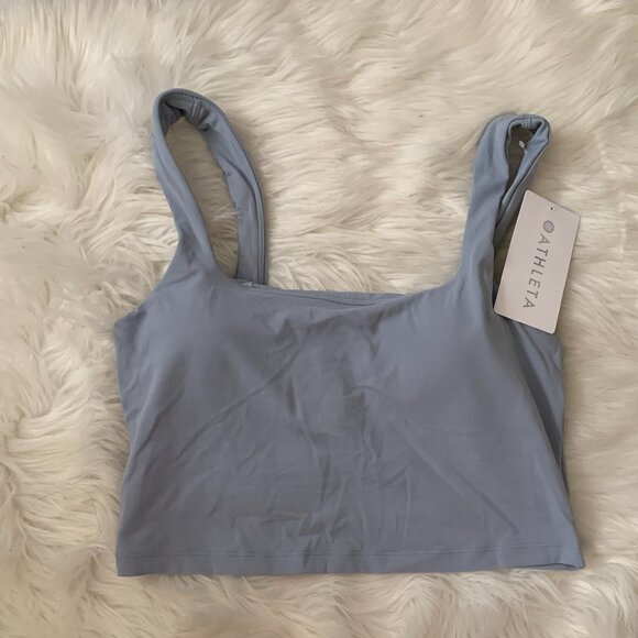 ATHLETA Trascend Square Neck Crop Sports Bra in Blue Star Sz LARGE for A-C Cups - Picture 2 of 4